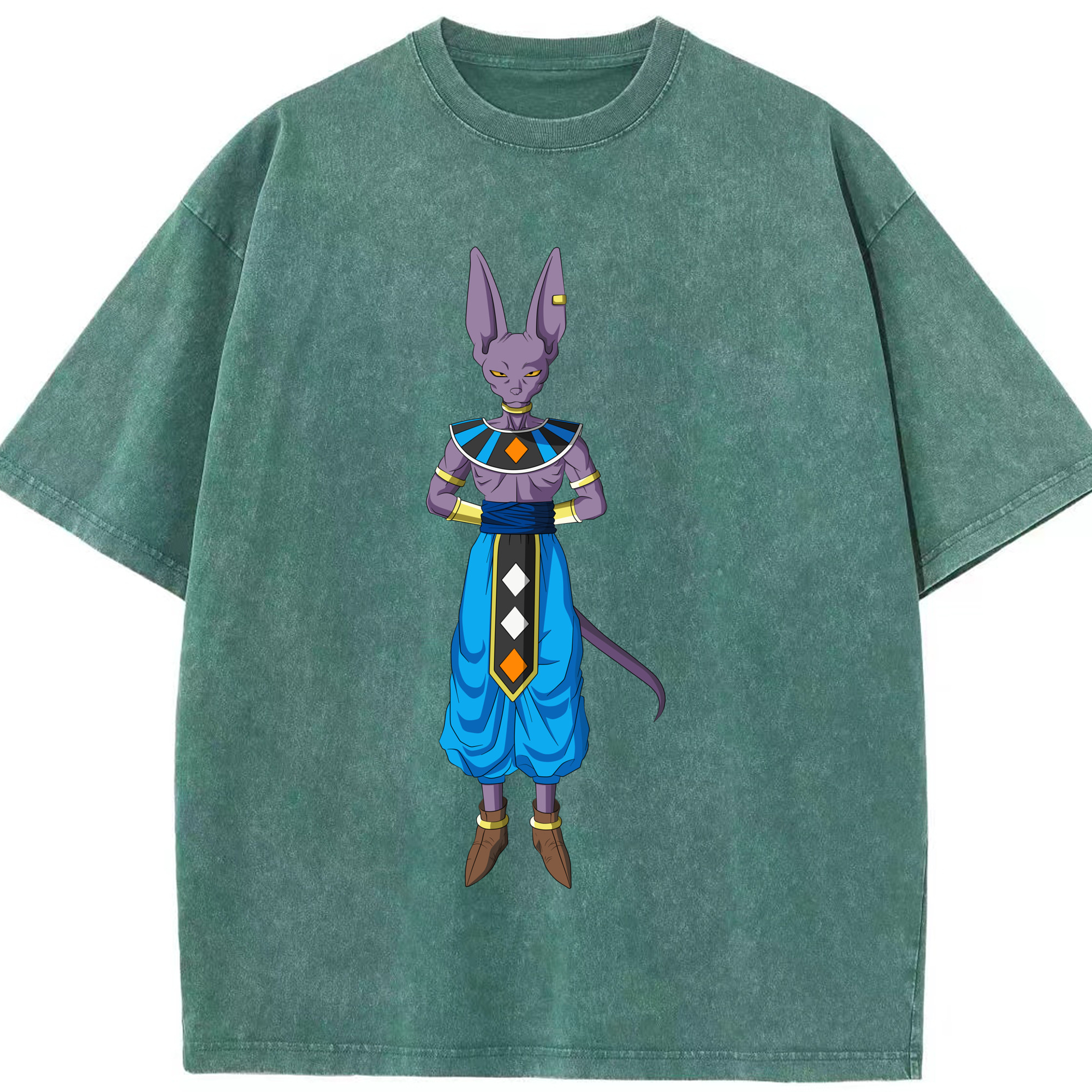 （画像用） ドラゴンボール ビルス 破壊神ビルス DRAGON BALL Beerus Birusu 綿100% ヴィンテージ風 半袖Tシャツ（フロントプリント）